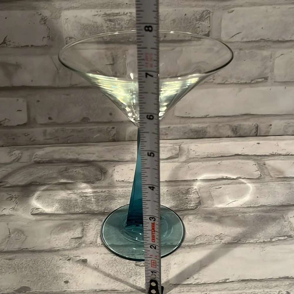 Bombay Sapphire 7oz martini glass thick blue glass stem collectible bartender